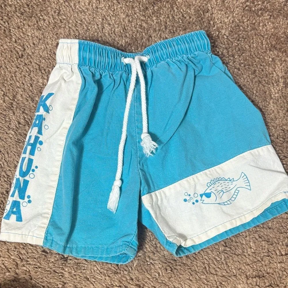 Osh kosh vintage made in USA boys shorts 4T‎ kahuna fish drawstring
